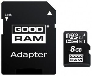 Карта памяти GOODRAM 8GB Micro SD UHS-1 + адаптер (M1AA-0080R11) Карта памяти GOODRAM 8GB Micro SD UHS-1 + адаптер (M1AA-0080R11)