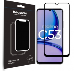 Защитное стекло BeCover для Realme C53 (710105) Black Защитное стекло BeCover для Realme C53 (710105) Black