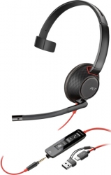 Наушники On-ear Poly Blackwire 5210, USB-A, USB-C, 3.5мм (8X230AA) Black  Наушники On-ear Poly Blackwire 5210, USB-A, USB-C, 3.5мм (8X230AA) Black