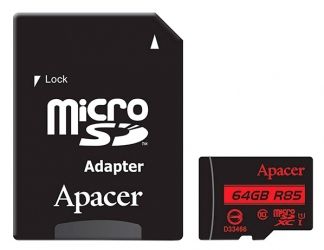 Карта памяти Apacer microSDXC 64GB UHS-I U1 Class 10 (R85 MB/s) + SD-adapter (AP64GMCSX10U5-R) Карта памяти Apacer microSDXC 64GB UHS-I U1 Class 10 (R85 MB/s) + SD-adapter (AP64GMCSX10U5-R)