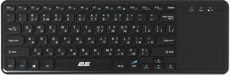 Клавиатура беспроводная 2E Touch Keyboard KT100 Wireless (2E-KT100WB_UA) Black