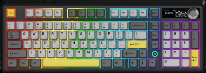 Клавиатура беспроводная Ajazz AK980 V2 Maillard Switch Wireless/Bluetooth/USB (AK980-V2-M-BGY) Black-Grey-Yellow