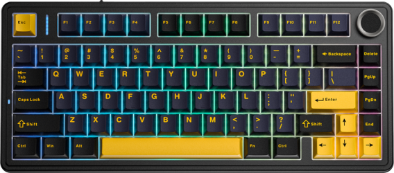 Клавиатура беспроводная Aula F75 Gasket Greywood V3 switch Hot-Swap PBT 2.4G wireless BT (6948391208626) Black 