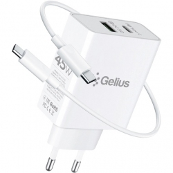 Сетевое зарядное устройство Gelius X-Duo PRO 45W GP-HC053 White + Cable Type-C/Type-C (2099900923555)