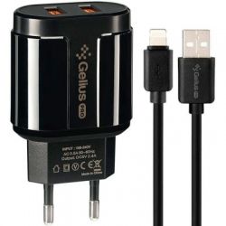 Сетевое зарядное устройство Gelius Pro Avangard GP-HC06 2USB 2.4A + Cable iPhone X (2099900755873) Black Сетевое зарядное устройство Gelius Pro Avangard GP-HC06 2USB 2.4A + Cable iPhone X (2099900755873) Black