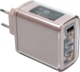 Мережевий зарядний пристрій Acefast GaN 2xUSB-C USB-A 65W PD3.0 QC4.0 (A45) Pink  Мережевий зарядний пристрій Acefast GaN 2xUSB-C USB-A 65W PD3.0 QC4.0 (A45) Pink