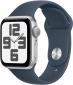 Apple Watch SE (2023) GPS 40mm Silver Aluminium Case with Storm Blue Sport Band - S/M (MRE13QP/A) - фото  - интернет-магазин электроники и бытовой техники TTT