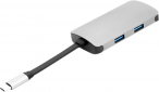 USB-хаб PowerPlant Type-C - HDMI 4K, USB 3.0, USB Type-C, RJ45 (CA911691) Grey  - фото  - інтернет-магазин електроніки та побутової техніки TTT