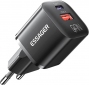 Мережевий зарядний пристрій Essager Camber 20W GaN Travel Phone Charger USB A + Type C EU (ECTAC-HMB01-P) Black  - фото  - інтернет-магазин електроніки та побутової техніки TTT