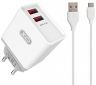 Сетевое зарядное устройство XO L31 2USB 2.4A Type-C USB White - фото  - интернет-магазин электроники и бытовой техники TTT