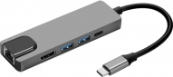 USB-хаб ProLogix 5 in 1 USB3.1 Type C to HDMI+2хUSB3.0+USB C PD+Lan (PR-WUC-103B) - фото  - інтернет-магазин електроніки та побутової техніки TTT