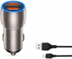 Автомобільний зарядний пристрій XO CC52 Metal Smart Car Charger 2USB 36W QC3.0 Lightning cableTranish - фото  - інтернет-магазин електроніки та побутової техніки TTT