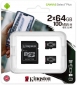 Карта пам'яті Kingston microSDXC 2х64GB Canvas Select Plus Class 10 UHS-I U1 V10 A1 + SD-адаптер (SDCS2/64GB-2P1A) - фото  - інтернет-магазин електроніки та побутової техніки TTT