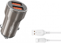 Автомобильное зарядное устройство XO CC48 Metal Smart Car Charger 2USB 2.4A + type-C cable Grey - фото  - интернет-магазин электроники и бытовой техники TTT